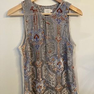 Sleeveless blouse velvet with silver thread size S